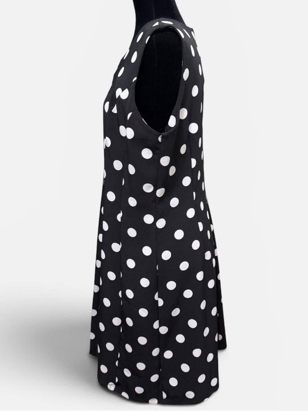 Voir Voir Dress Black White Polka Dot Sleeveless Swing A Line Stretch Size 14 - Picture 3 of 7
